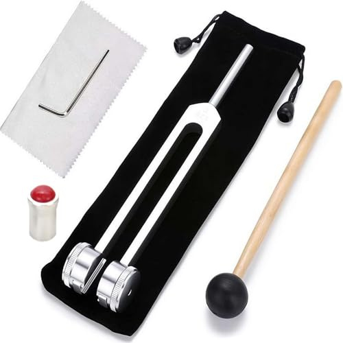 Stimmgabeln zur Heilung mit Edelsteinfuß, 128 Hz Heilinstrument mit abnehmbarer Edelsteinspitze-Passform, 128 Hz Stimmgabel-Set Frequenzheilgeräte für Klang-Heilungstherapie (Rote Jaspis-Gabel)