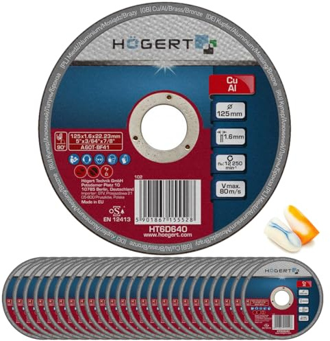 Metall-Trennscheibe 125 mm / 1,6 mm, 25 Stück Korundscheibe Stahltrennscheibe Schleifscheibe Metall Metalltrennblatt Trennblatt Industriequalität Für Kupfer & Aluminium