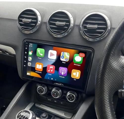 2+64G Android 2 Din Autoradio für Audi TT 8J MK2 2006-2014 GPS Navi mit Wireless Carplay Android Auto 4 core 9 Zoll DAB Radio for tt 8j Radio Touchscreen Bluetooth WiFi SWC AHD Rückfahrkamera FM/RDS