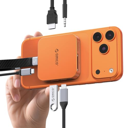 ORICO Docking Station USB-C Magnetica, Custodia SSD M.2 2230 NVMe, Dockingstation 8 in 1 con HDMI 4K@60Hz, PD 100W, USB-A/USB-C 10 Gbps, Audio, Hub USB-C Dockingstation per iPhone/Pro Max/Dell MG7