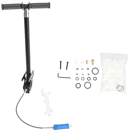 Klanata Bomba PCP Manual de Alta presión de 4 etapas de Acero Inoxidable, inflador de Estribo de 4500 PSI, Compatible con Rifles y Pistolas de Aire PCP, Cuenta con Calibre de 6000 PSI y