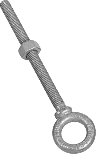 National Hardware N245-167 3260 Galvanized Forged Steel Eye Bolt 1/2 in x 6 in Thread with 2,200 lbs Safe Working Load for Rope and Cable Securing Indoor Outdoor Applications