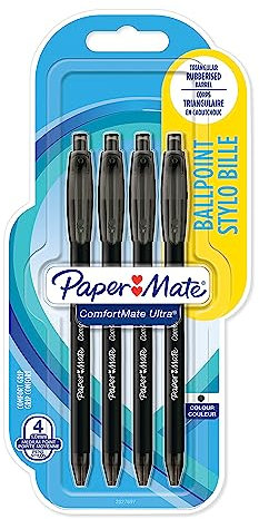 Paper Mate ComfortMate Ultra Druckkugelschreiber | mittlere Schreibspitze (1,0 mm) | schwarz | 4 Stück