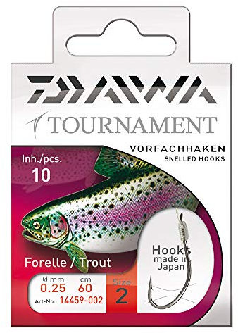 DAIWA Tournament Forellenhaken Gr. 4 r.0,25mm Vorfach:120cm
