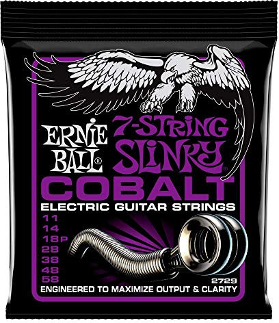 Ernie Ball Power Slinky Cobalt - Cuerdas para guitarra eléctrica de 7 cuerdas, cobalto, calibre 11-58