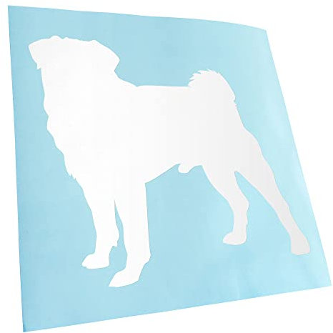 Kiwistar - Autoaufkleber - Weiß - 11x10cm Mops Hundrasse Pug Carlin - Heckscheibe Auto Aufkleber wetterfest für Kfz LKW Mofa Truck - Sticker außen selbstklebend Tuning Zubehör für Fenster Fahrzeug