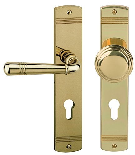 Alpertec 32704533 Sale-LS Messing poliert PZ Drückergarnitur Türdrücker Türbeschläge Neu, Wohnungseingangstüren DIN Rechts