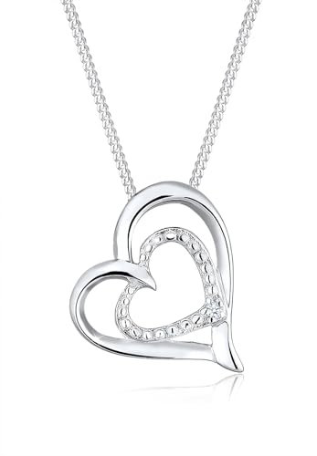 Elli DIAMONDS Halskette Damen Herz Liebesbeweis mit Diamant (0.015 ct.) in 925 Sterling Silber
