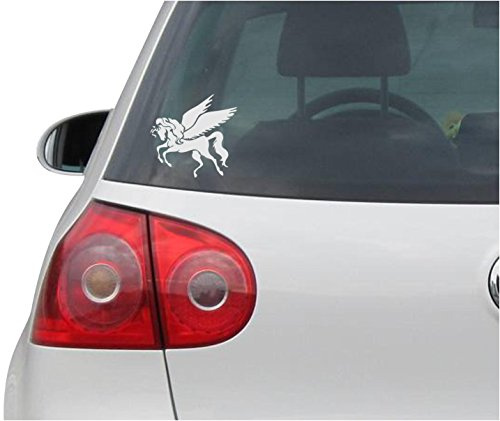 INDIGOS UG Auto Aufkleber Pegasus Winged Pferd Silber - 91mmx88mm - Autoaufkleber - Tuning - Sticker - Heckscheibe - Fahrrad - Motorrad - UV beständig