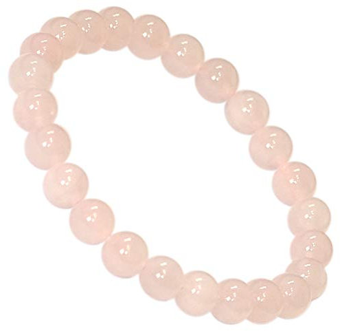 Kaltner Präsente Geschenkidee - Hochwertiges Edelstein Armband Kugelarmband Rosenquarz Perlen Ø 8 mm dehnbar (Stretch Band)