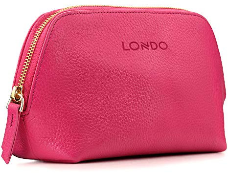 Londo Echtleder Kosmetiktasche, Schminktasche, Make up Tasche für Damen, Mädchen - Sonderfach mit Reisverschluss