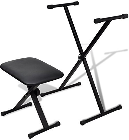 Festnight X-Frame Keyboardständer und Hocker Set Keyboardstativ Piano Bank Instrument-Rack