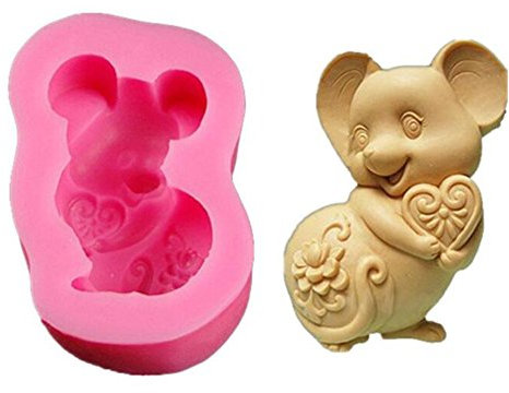 Silicone Fondant Cake Mold, 3D Animal Mouse Shaped Silicone Chocolate Mould Candle Mould Soap Baking Mold, DIY Cake Decor Icing Sugarcraft Mold Baking Tools