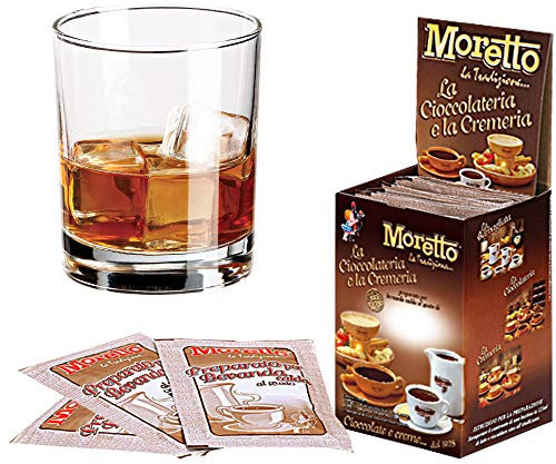 MORETTO preparato in polvere per cioccolata calda in tazza - gusto CIOCCOLATO e RHUM - 1 scatola con 12 bustine