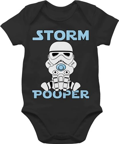 Baby Body Junge Mädchen - Sprüche - Storm Pooper I Stormpooper - 18/24 Monate - Schwarz - geschenke zur geburt babymode witzig spruch poop bodys strampler nerd babybody mit sprüchen spruche geek