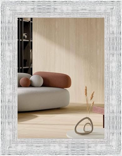 nielsen HOME Wandspiegel, 50 x 70 cm, Kunststoff, Silber Weiß, Spiegel für alle Wohnbereiche, Hoch- & Querformat, anpassbare Aufhänger, Chiara