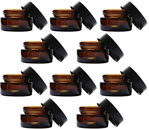 AMOYER 10pcs, 20 gram Amber vacío envases cosméticos tarros de Cristal de Ejemplo