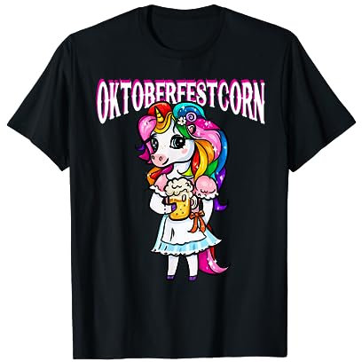 Süßes Weibliches Einhorn Mit Dirndl Bierzelt Biergarten T-Shirt