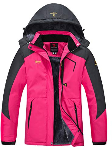 YSENTO Womens Waterproof Ski Jacket Winter Fleece Outdoor Mountain Jacket and Coat with Hood