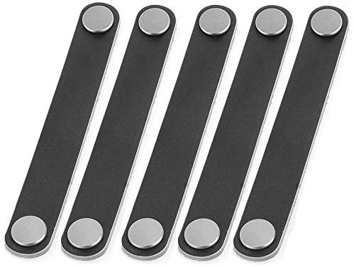 VOANZO 5 STÜCKE Möbel Türgriff Erste Schicht Leder Hardware Türgriff Pu-leder für Möbel Hardware Doppel Nagel 17 cm (Schwarz)