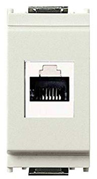 Frutto rj45 UTP cat.6e compatibile vimar idea16337.B presa modulare 8 poli per cavi ethernet connessione a crimpare senza attrezzi, colore bianco