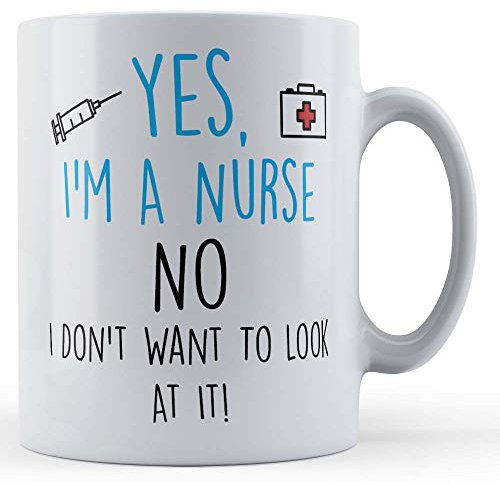 Funny Mug Yes I'm A Nurse, No, Don't Look at It - Funny Nursing Student Gift Mug, Ceramic, 11fl.oz.