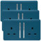 Trendi 2 Gang Artistic Modern Glossy 13 Amp Switched Plug Socket Midnight Blue (3 Pack)