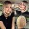 HAIRCUBE Gerade Kurze Charmante Bob mit Bangs Perücken für Frau Natur Hitzebeständige Synthetische Faser Party/Cosplay/Kostüm/Tägliche Perücke (Dunkelschattenblond)