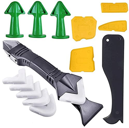 Sealant Remover, 15 Silicone Caulking Tool Kit 3 in 1 Metal Grout Scraper Silicone Remover and Finisher Tool ​for Bathroom Window Floor