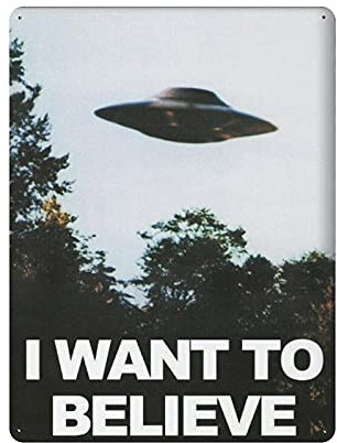 Dreacoss Blechschild, Motiv: Sci Fi UFO I Want To Believe Blechschilder, ikonisches Poster, Retro, lustig, Vintage, Wandkunst für Küche, Garten, Badezimmer, Bauernhof, Zuhause, Kaffee, Dekoration,