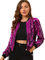 Allegra K Damen Glitzer Jacke Bomberjacke Pailletten Bomber Jacke Langarm Party Club Metallic Sequin Jacken Fuchsie S