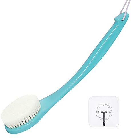 Exfoliating Shower Brush, Bath Body Brush, Never Mold Back Brush Long Handle for Shower, Dry Brushing Body Brush or Wet Brush with Moderate Bristles