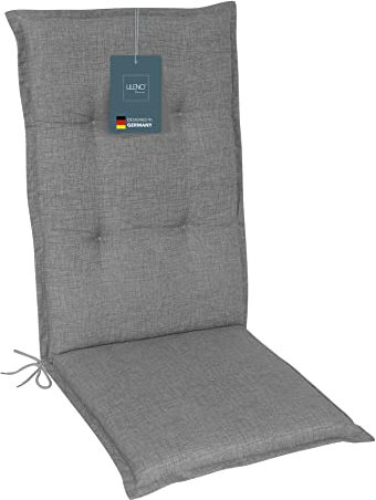 LILENO HOME Gartenstuhl Auflagen als [1er Set - Hochlehner] in Hellgrau - Bequeme Liegen als Sitzauflagen für Gartenmöbel - Stuhlkissen für Gartenstühle und Klappstühle