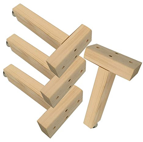 Set mit 4 verstellbaren Bettfüßen,Lattenrost Beine mit einem Loch Möbelfüsse Massivholz Typ T Füße Stützfüße für Bettrahmenträger Bettrahmenbalken Bettgestell Zubehör,Anpassbare Größe (22CM)