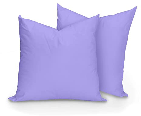 Hans-Textil-Shop 2er Set Kissenbezüge, 100% Baumwolle, Reißverschluss - Kopfkissen, Dekokissen, Couchkissen, Sofakissen (50x50 cm, Flieder)