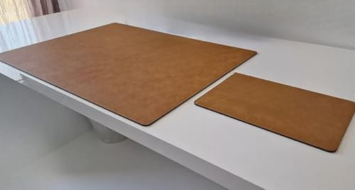 PM Schreibtischunterlage Just Leder mit Mauspad in 3 Grössen und in 7 Farben (Beige, 90cm x 50cm)