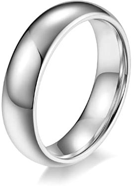Ayoiow Ringe Männer Partner, Ring Wolframcarbid Gravur Schlichter 6 MM Gewölbter Bandring mit Bequemer Passform Silber Größe 60 (19.1)