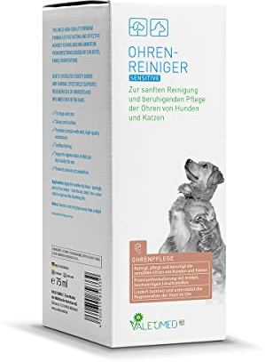 Valetumed Ohrenreiniger Sensitive, 100ml, Zur sanften Reinigung und beruhigenden Pflege der Ohren von Hunden und Katzen