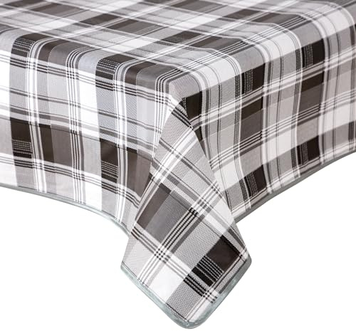 Tischdecke abwaschbar - Wachstuchtischdecke 140 x 180 cm - Karomuster | Rutschfest & wasserfest aus PVC, Vlies-Unterseite & Paspelrand - für Küche, Esszimmer, Garten & Balkon