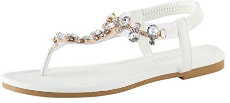Sandali Infradito Donna Eleganti Gioiello Moda Comodi Flip Flops Sandali Piatta Spiaggia Sandali Punta Aperte Bassi Infradito Sandalo Casual Cinturino alla Caviglia Sandalo Infradito con Elastico