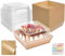 CoKeeSun 30 Stück Kuchen Transportbox Pappe,12cm Muffin transportbox mit Transparentem Deckel, Cupcake Box mit Backpapier und Aufkleber, Take Away Box für Sandwich, Macarons (Weiß) (Braun)