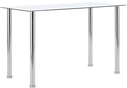 Homgoday Mesa de comedor transparente 120 x 60 x 75 cm cristal templado, mesa de exterior, mesa de terraza, mesa de comedor, mesa de jardín, mesas exteriores