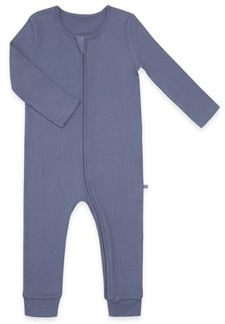 emma & noah Baby Schlafanzug, Weicher & Atmungsaktiver Strampler für Neugeborene, Oeko-TEX Zertifiziert, Langarm Pyjama mit Reißverschluss für Jungen & Mädchen, Ohne Füße (86, Essential Blau)