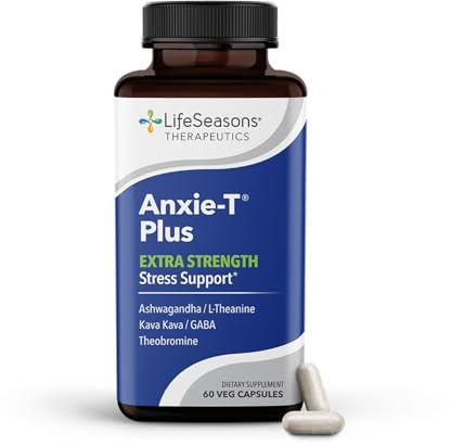 Anxie-T Plus - Extra Strength Stress Relief Supplement - Supports Mood & Mental Focus - Feel Calm and Relaxed - Eases Tension & Nervousness - Ashwagandha, Kava Kava, GABA & L-Theanine - 60 Capsules