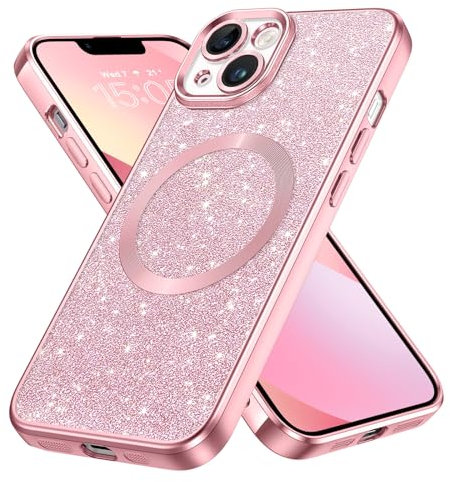 GaoBao iPhone 13 Hülle Glitzer, Handyhülle iPhone 13 Glitzer für MagSafe, Keine Vergilbung, Kratzfeste, Dünn Weiches TPU Stoßfeste Ganzkörperschutz Glitzer Hülle für iPhone 13 6.1, Rosa