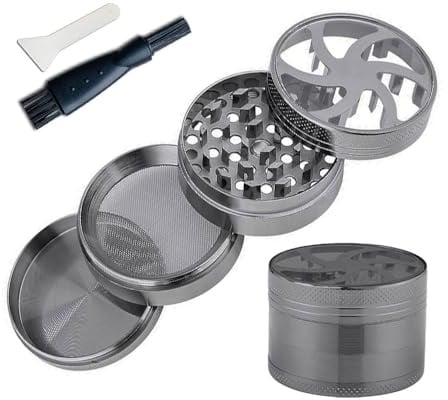 Design Grinder Crusher Set | Helix | Sichtfenster | ⌀ 5 cm | Farbe: Anthrazit | Material: Metall | Kräuter Gewürz Mühle
