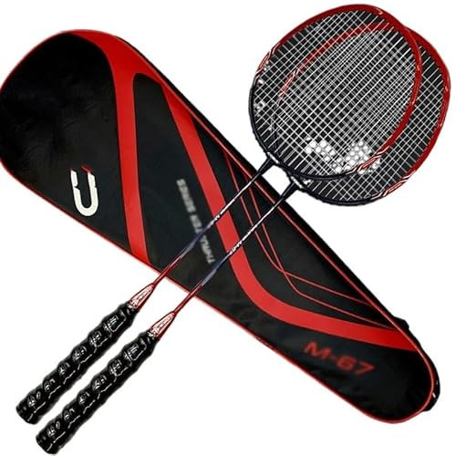 Badmintonschläger aus Aluminiumlegierung, langlebiges Set, Vollcarbon-Trainings-Doppelschläger für Erwachsene