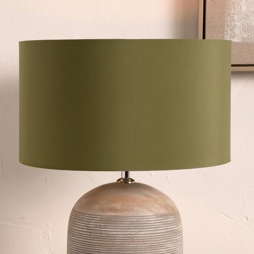 Sage Green Cylinder Cotton Lampshade for Table Lamps 18 inch | Drum Lamp Shade for Living Room Standard Lamps (Sage Green, 45cm Diameter)