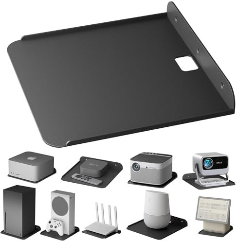 sciuU Universal Wandhalterung – Edelstahl Halterung für Router, Mini-PCs, TV-Boxen Smart Lautsprechern, Bluetooth-Lautsprechern, Projektoren - 20 x 20 cm - Belastbar bis 15 kg Gerätehalter Regal