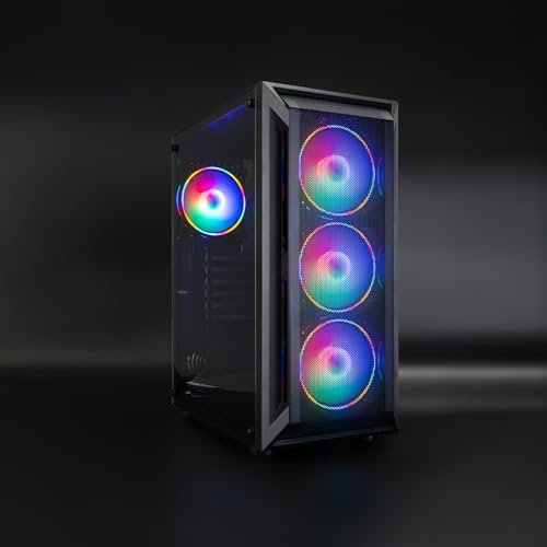 Caja semitorre Gaming Negra con diseño ventilado, Espacio para múltiples componentes y gestión de Cables, Ideal para Jugadores y ensambladores.